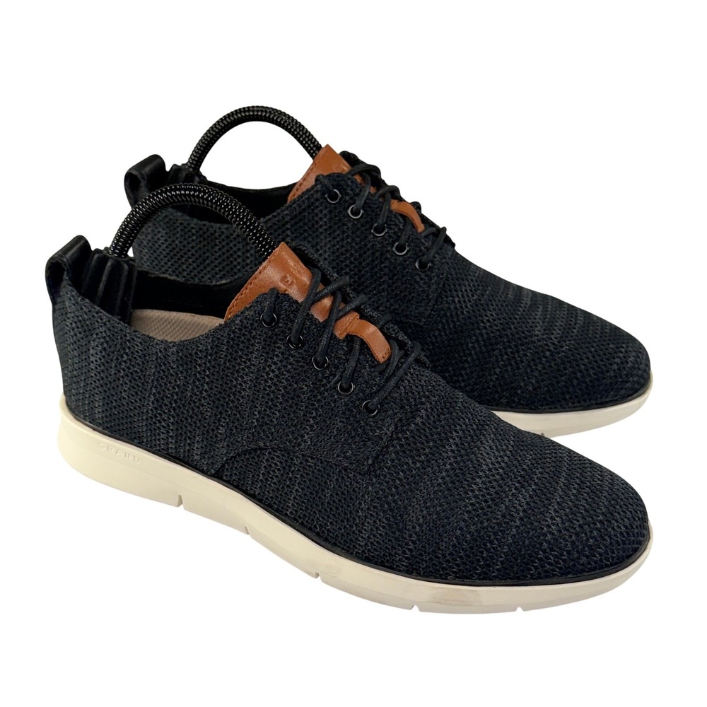 Cole Haan Grand Owen Oxford Shoes Mens 8 Black Knit Wingtip Casual Urban Sneaker